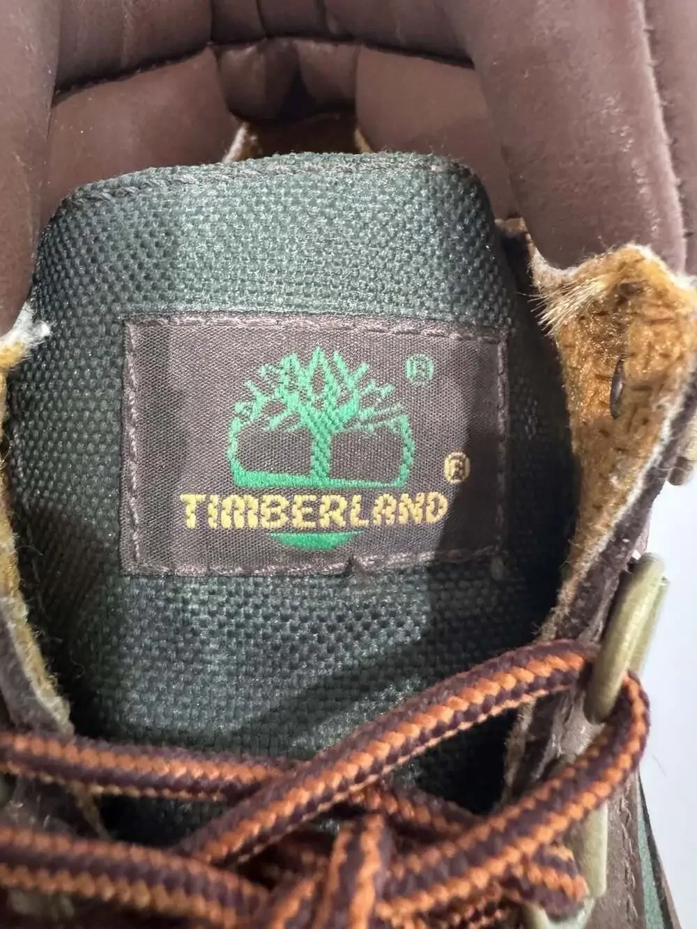 Timberland Brown Green Leather Lace Up Hiking Field Boots Kids Size 5